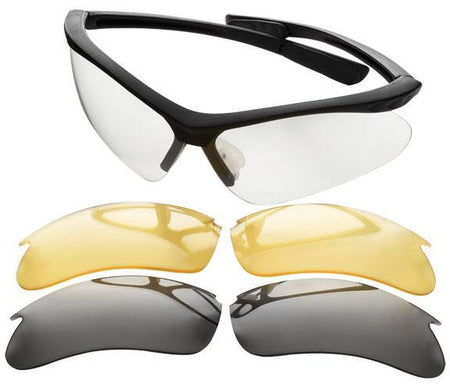 Champion Shooting Glasses Black Open Frame with Clear Smoke and Yellow Lenses