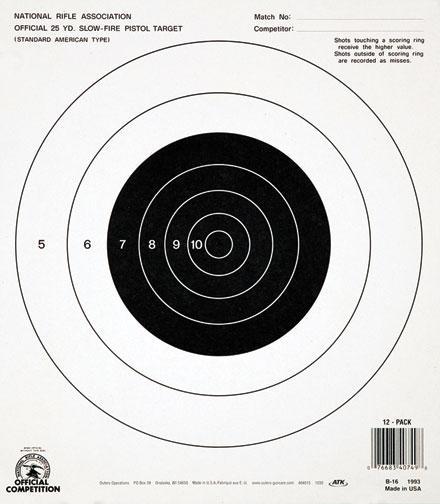 Champion Official NRA B-16 Slow Fire 25 Yard Pistol Target 12 Pack