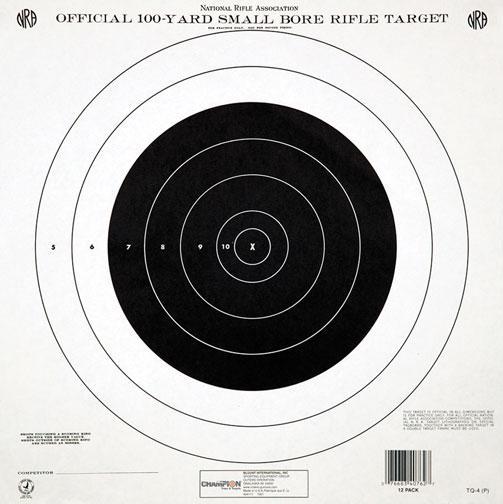 Champion Official NRA Small Bore Rifle Paper Targets 100 yd Single Bull 12 Count