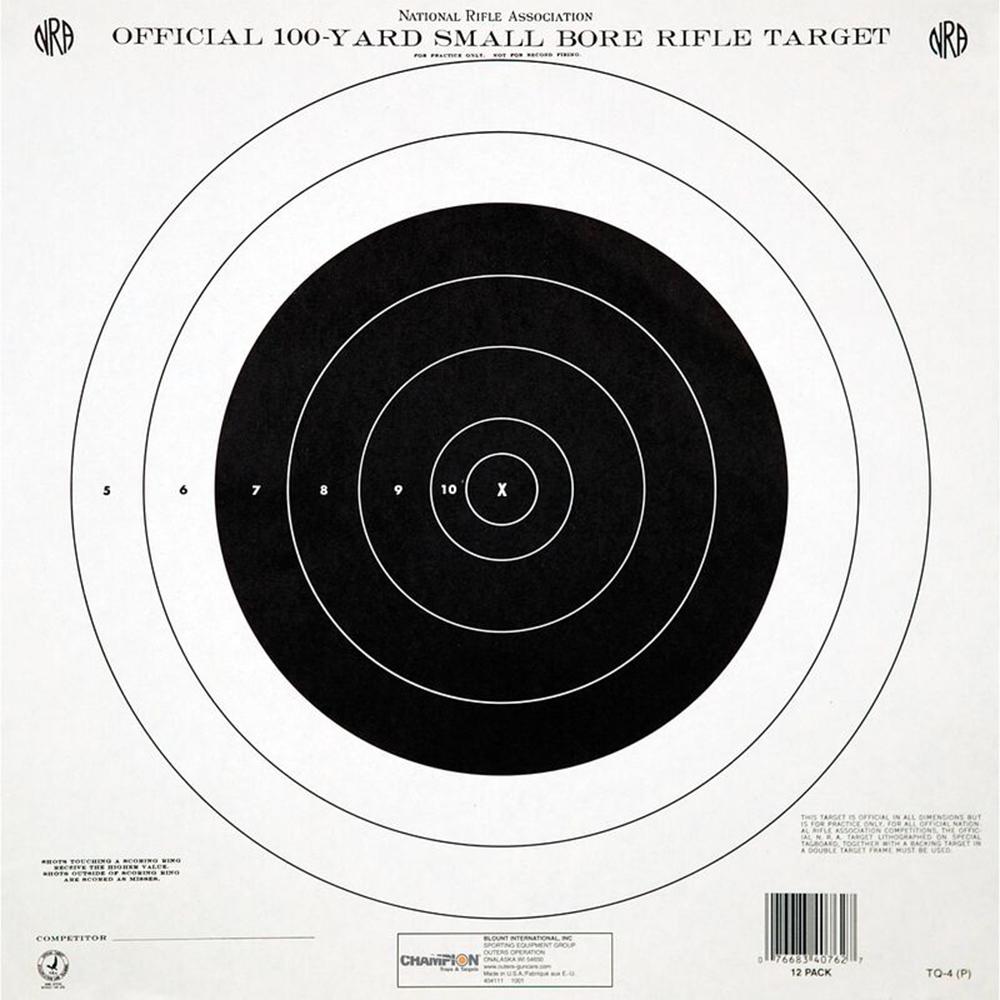Champion NRA Paper Targets TQ-4(P) Single Bull 100yd 100-Pack