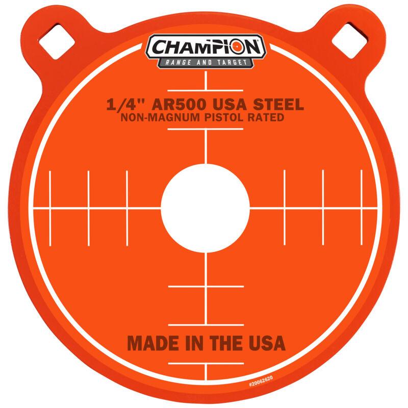 Champion AR500 Steel 8" Center Mass Gong Handgun Target Orange
