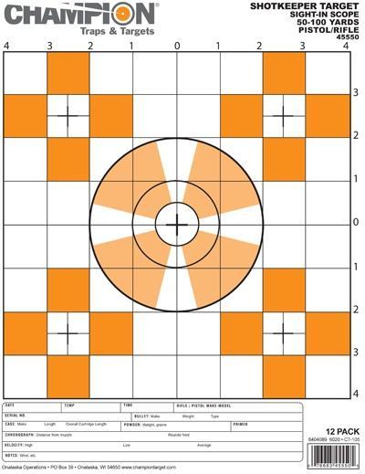 Champion ShotKeeper Series Orange Small Sight-In Targets - 12 Pack