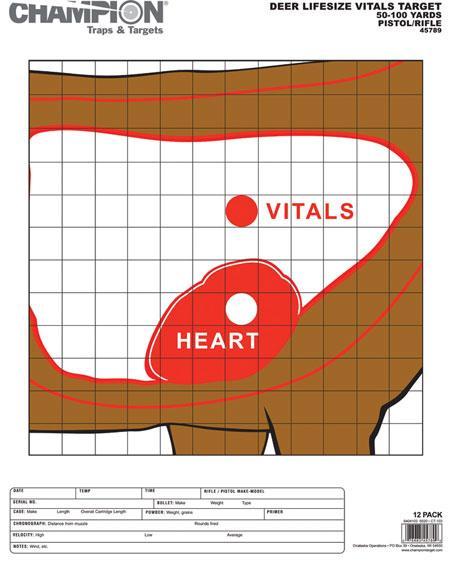 Champion Animal Paper Targets Deer Vital Zone 12 Per Pack