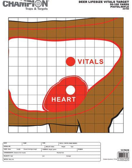 Champion Animal Paper Targets Deer Vital Zone 12 Per Pack