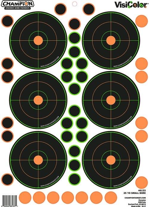 Small Bore 25 Yard Target Pack of 5 with 90 Pasters