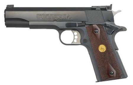 Colt Mfg O5872A1 Gold Cup National Match 9mm Luger 9+1, 5" Stainless National Match Barrel, Blued Serrated Carbon Steel Slide & Frame w/Beavertail, Walnut Grip, Ambidextrous