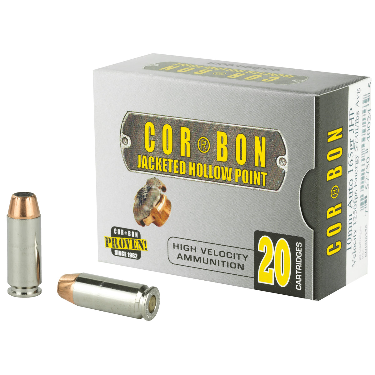 Cor-Bon 10mm Auto Self Defense 165 grain Jacketed Hollow Point ammunition