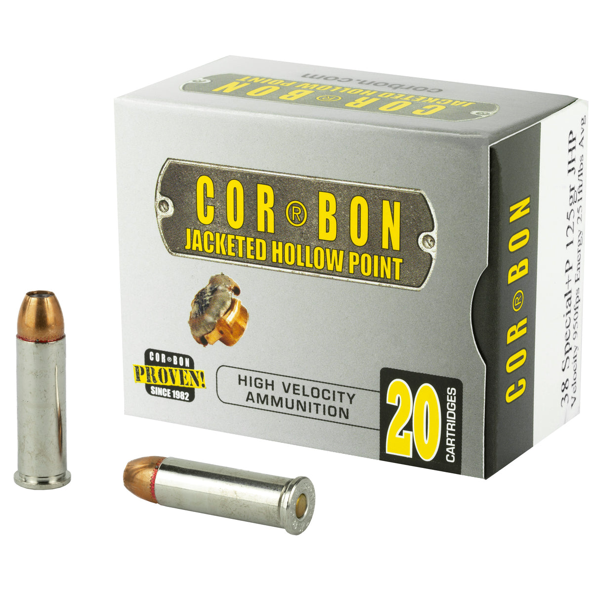 Cor-Bon Self Defense +P Jacketed Hollow Point 125 Grain .38 Special 950 FPS 757750357105