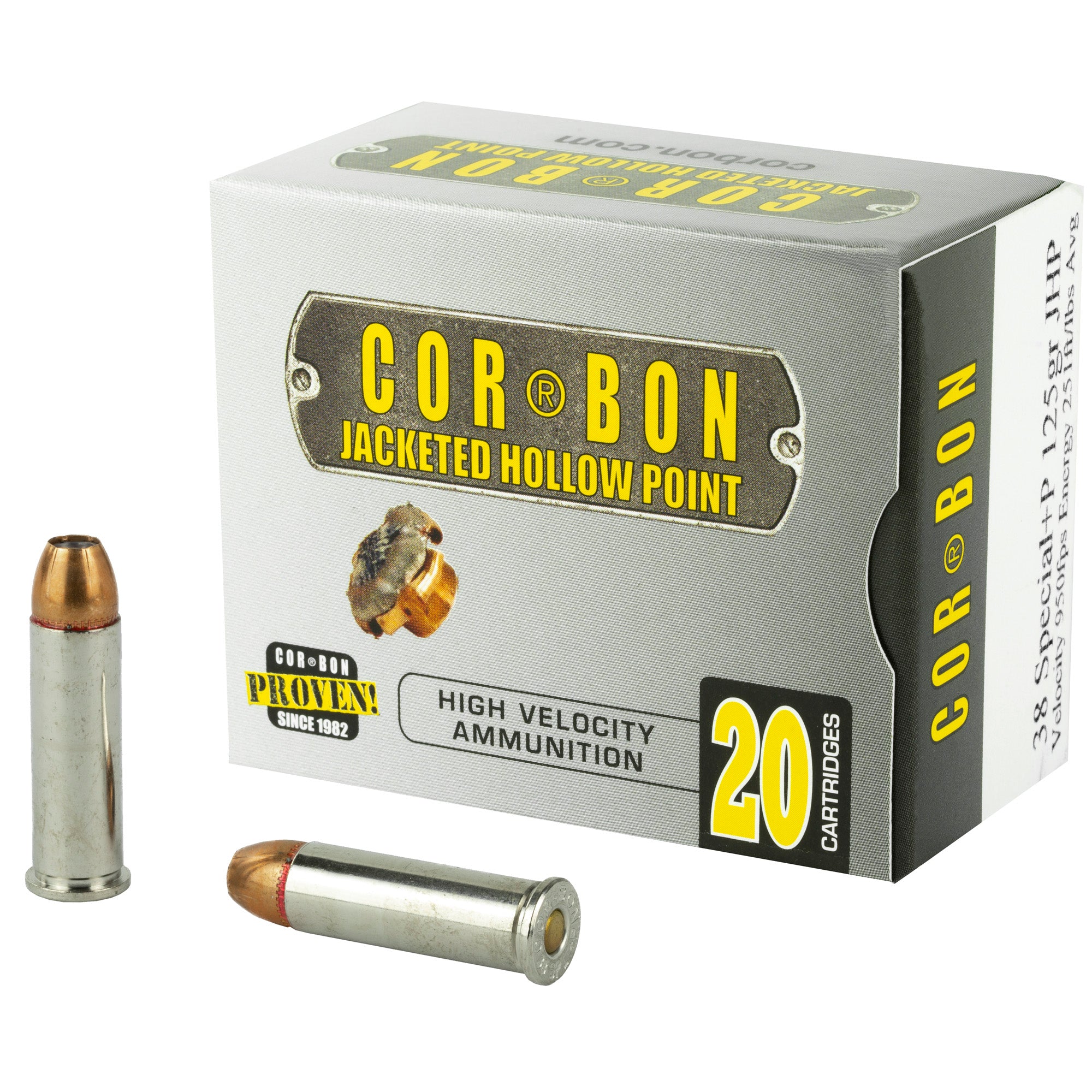 Cor-Bon Self Defense +P Jacketed Hollow Point 125 Grain .38 Special 950 FPS 757750357105