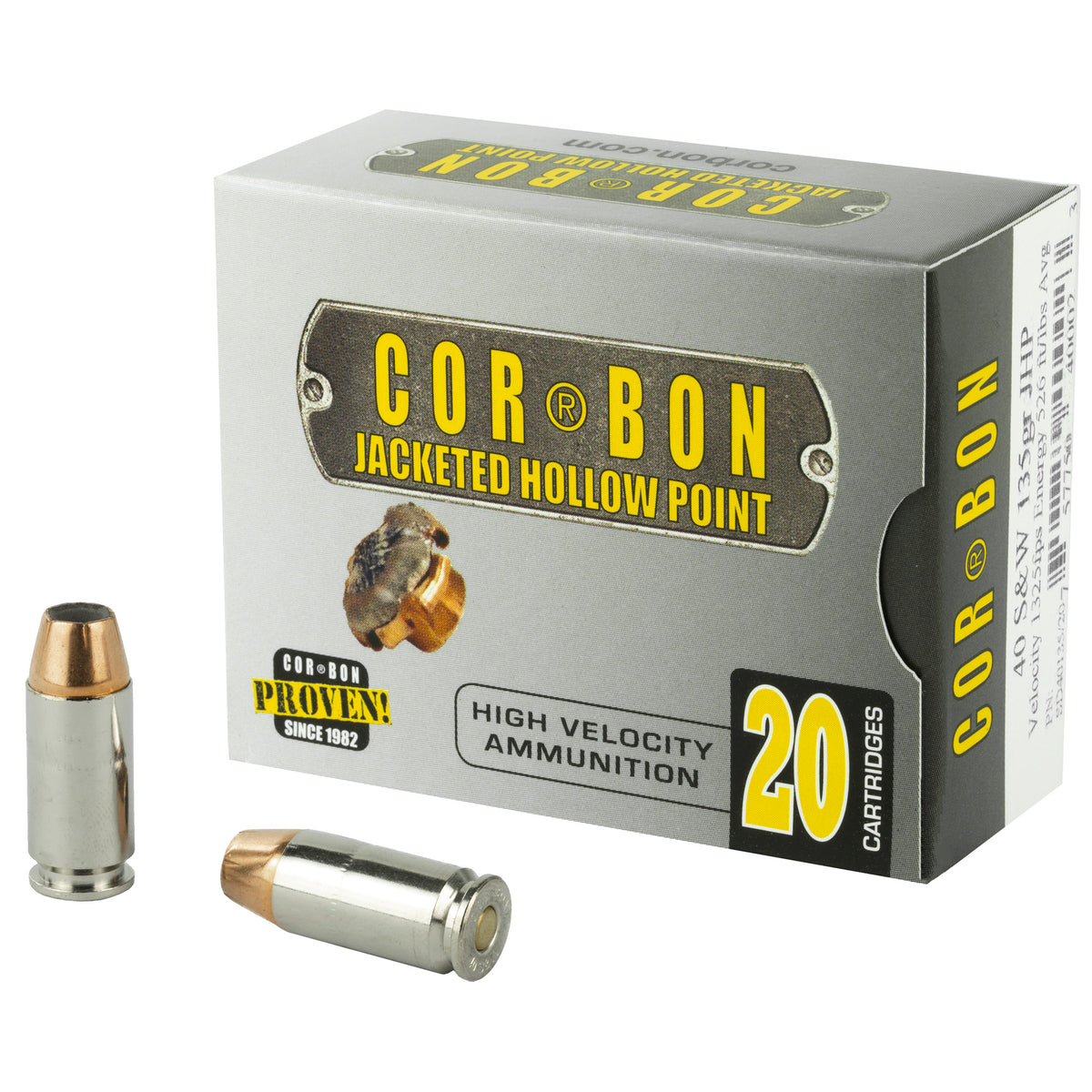 Cor-Bon Self Defense Jacketed Hollow Point 135 Grain .40 S&W 1325 FPS 757750400023