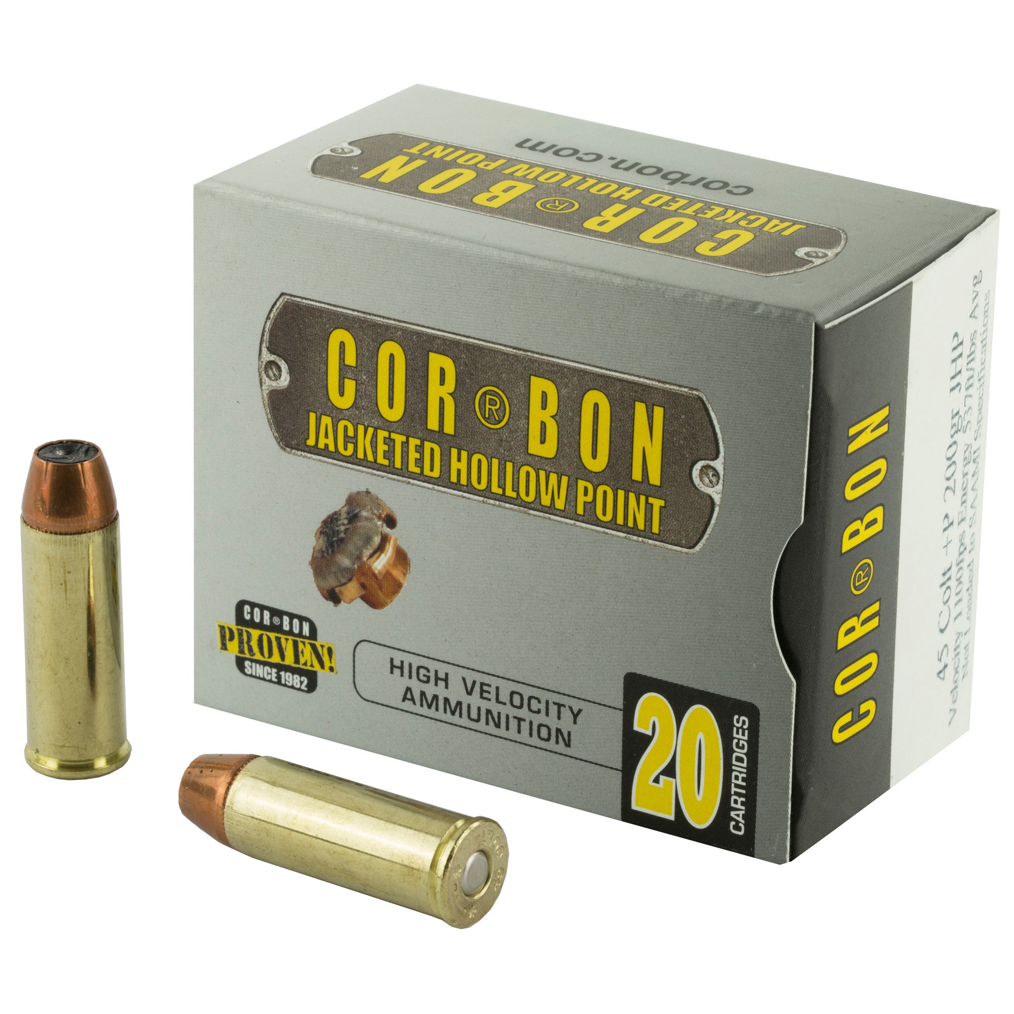 Cor-Bon Self Defense +P Jacketed Hollow Point 200 Grain .45 Long Colt 1100 FPS 757750451100