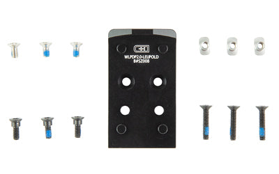 C&H Precision WLPDP2.0DPPEFLX Optic Plate, Walther PDP 2.0 to Delta Point Pro/EOTech EFLX, Black Finish w/ T-Nuts & Screws
