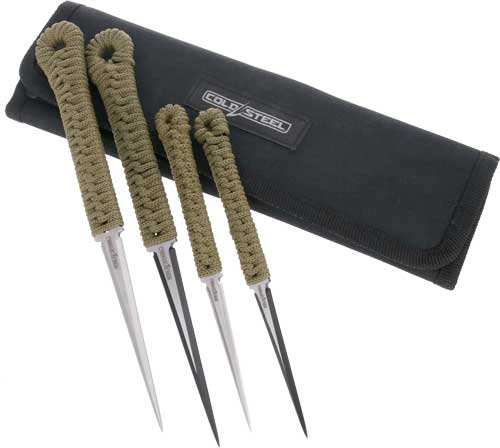 Cold Steel 4-Piece Throwing Spikes Set 2.5" & 3.5" with Carry Sheath