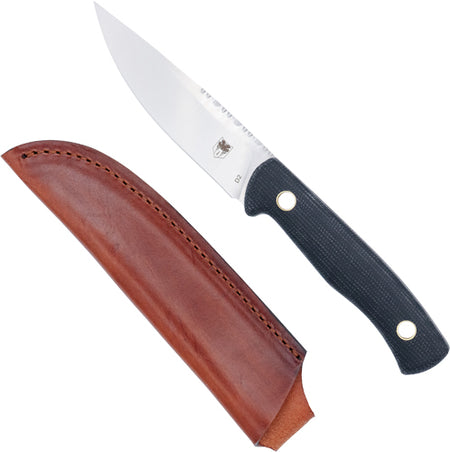 CobraTec Koonsman 4-Inch Black D2 Fixed Blade with Leather Sheath