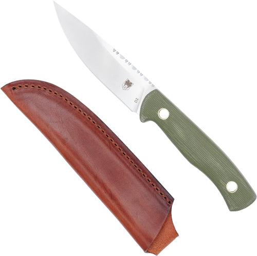 CobraTec Koonsman 4-Inch OD Green D2 Fixed Blade with Leather Sheath