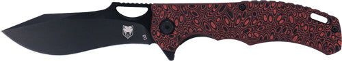 CobraTec Nighthawk 3.62" Black D2 Folder Red G-10 Handle Knife