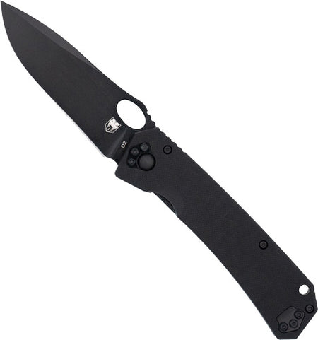 CobraTec Raven 3.25" D2 Folding Knife Black Blade and Lanyard Loop