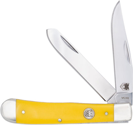 CobraTec Trapper Two-Blade G-10 Yellow Delrin SS Slip Joint Folding Knife