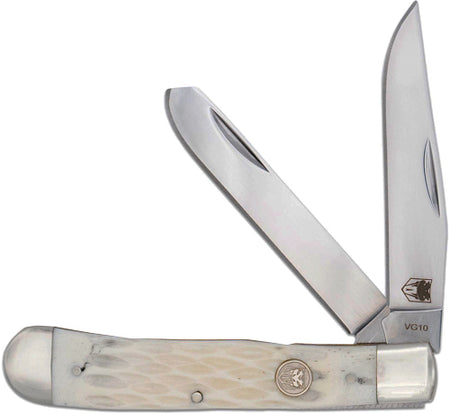CobraTec Trapper Two-Blade G-10 White Bone SS Slip Joint Folding Knife