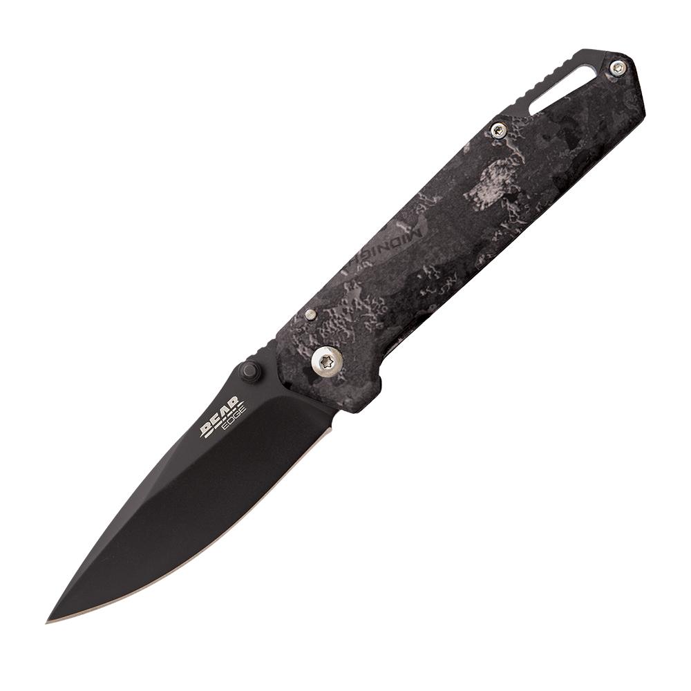 Bear & Son Brisk 3.0 Medium Folder 2-7/8" Drop Point Midnight Camo Handle