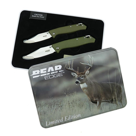 Bear & Son Limited Edition Tin Two-Piece Folding Knife Combo OD Green Handles