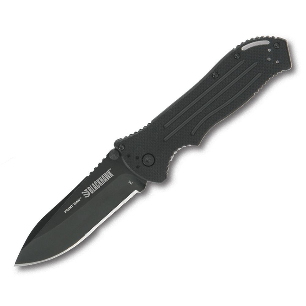 Bear & Son Blackhawk Sideliner Flipper Folding Knife 3-3/8" Drop Point Black G10 Handle