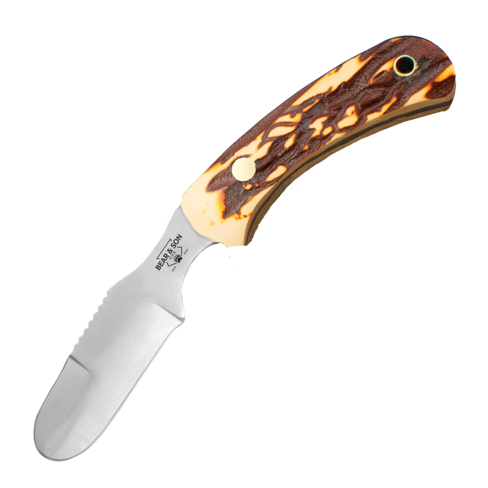Bear & Son Stag Delrin Skinner Knife 6.5" High Carbon Stainless