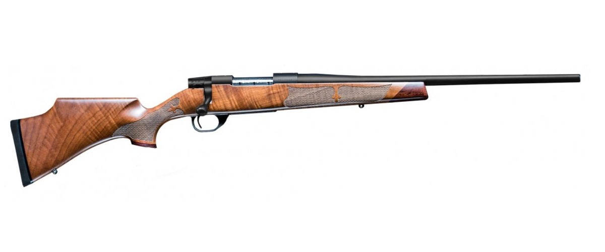 Weatherby VWR223RR0T Vanguard Camilla Compact 223 Win 5+1 20" Matte Blued, Matte Blued Drilled & Tapped Steel Receiver, Grade A Turkish Walnut Monte Carlo Wood Stock