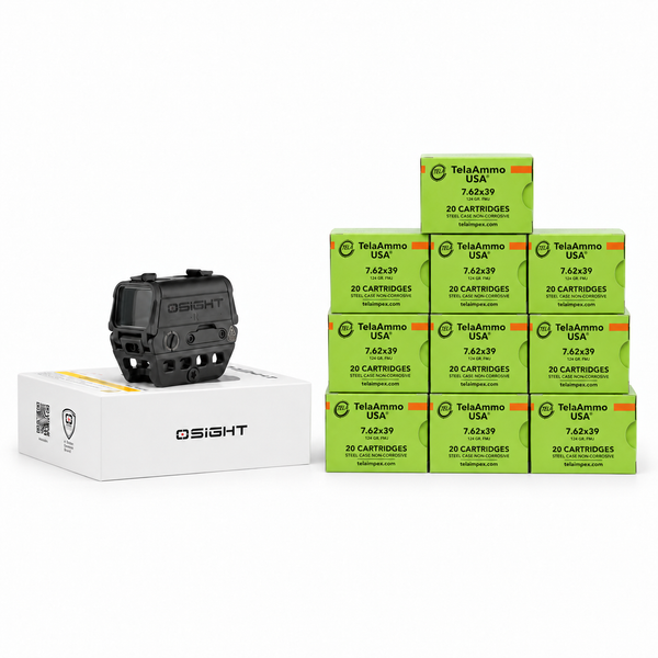 Osight R 2 MOA Dot/65 MOA Circle Multi-Reticle Rifle Optic + Tela 762x39 200ct