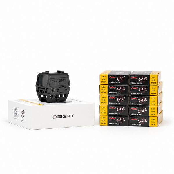 Osight R 2 MOA Dot/65 MOA Circle Multi-Reticle Rifle Optic + PMC 556 55gr 200ct