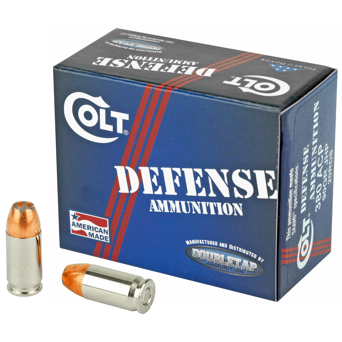 DoubleTap .380 ACP/Auto Colt Defense 90 grain Jacketed Hollow Point ammunition
