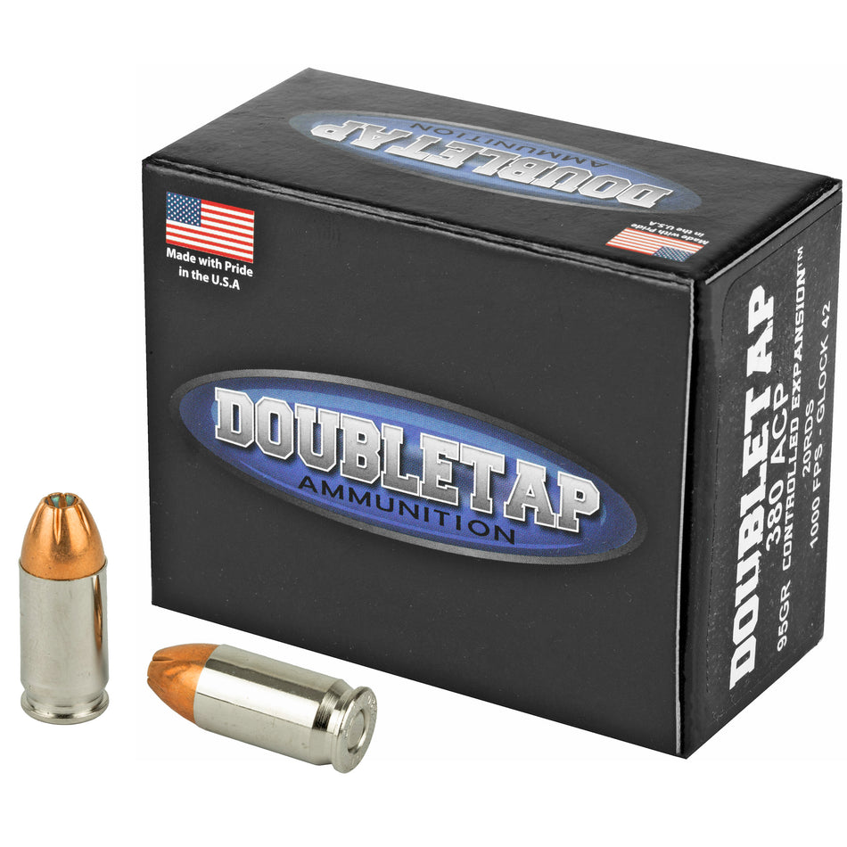 DoubleTap Controlled Expansion Defense Jacketed Hollow Point 95 Grain .380 ACP/Auto 975 fps 091037282019