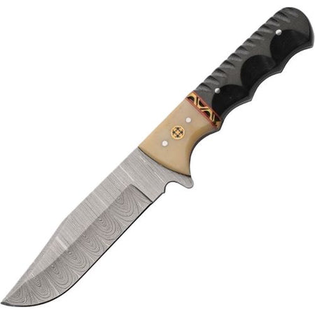SZCO RITE EDGE 4.5" MICARTA BONE BOLSTER W/LEATHER SHEATH