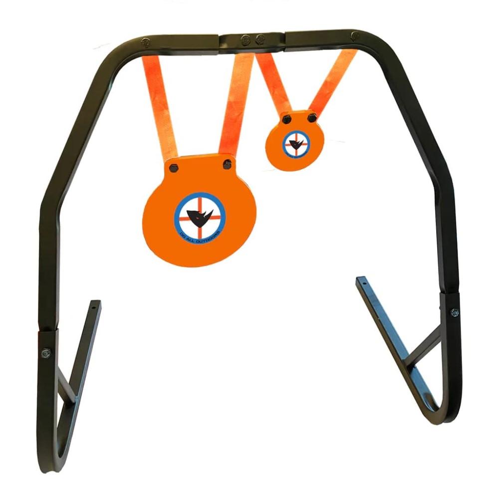 Do All Outdoors High Caliber 20 Target Steel Gong Stand - Two Gong Setup, Orange