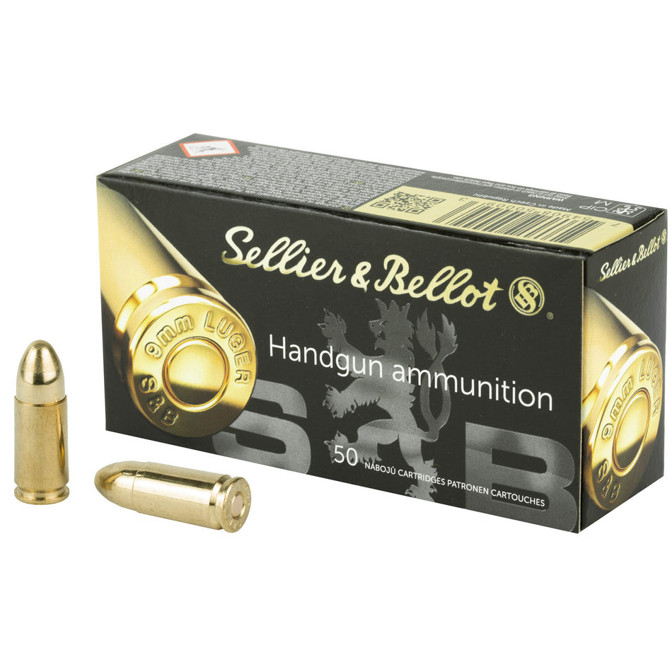 Sellier and Bellot 9mm Luger / Parabellum Handgun 124 grain Full Metal Jacket ammunition