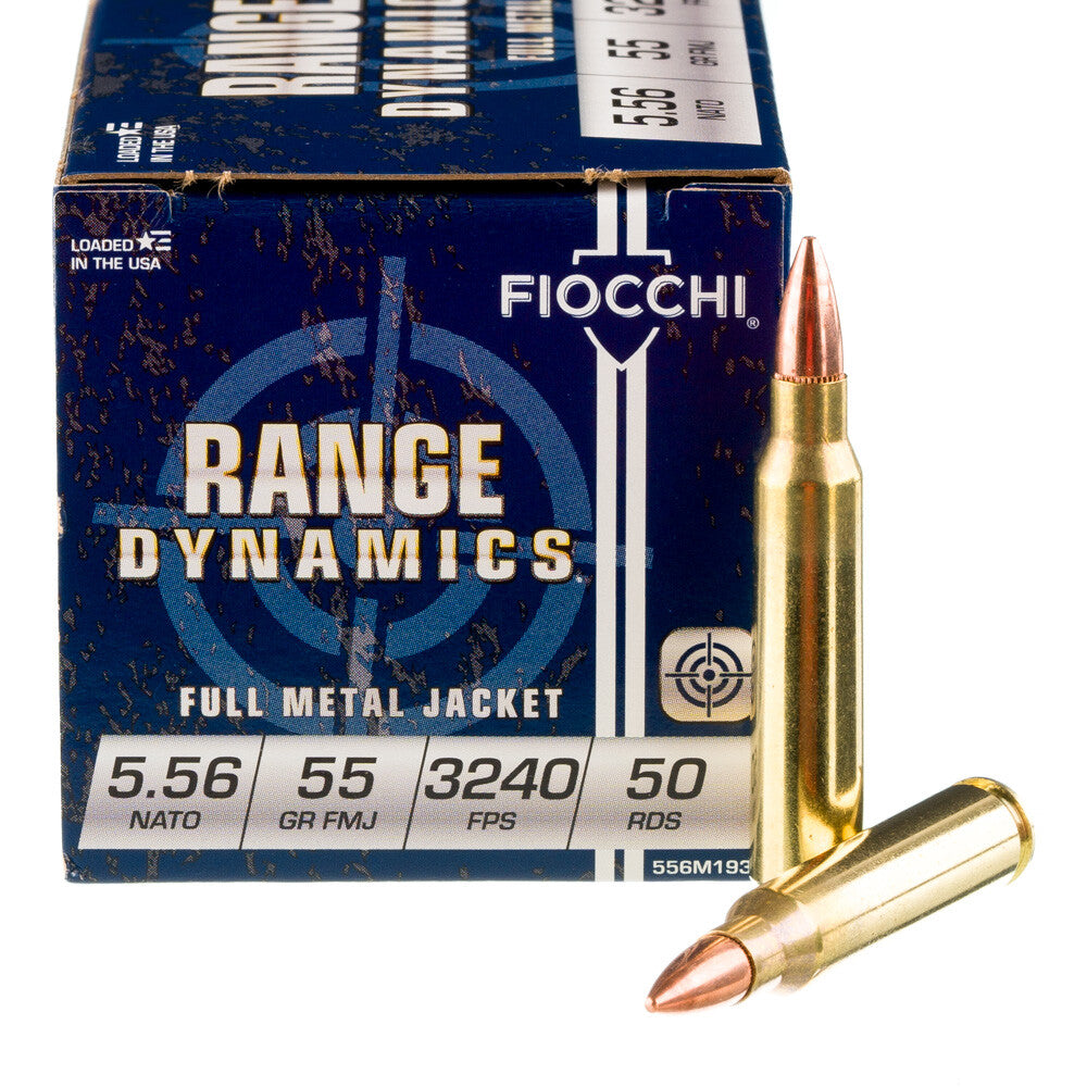 Fiocchi Range Dynamics 5.56mm NATO M193 Ammo 55 Grain Full Metal Jacket Boat Tail(FMJBT)