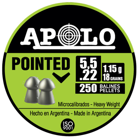 Hatsan Apolo .22 Pointed Airgun Pellets 18 Grain Pack of 250
