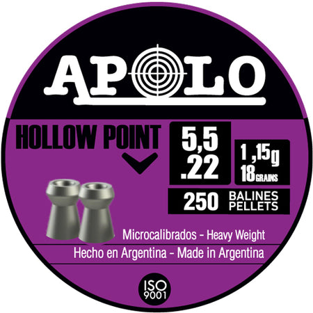Hatsan Apolo .22 Hollow Point Airgun Pellets 18 Grain Pack of 250