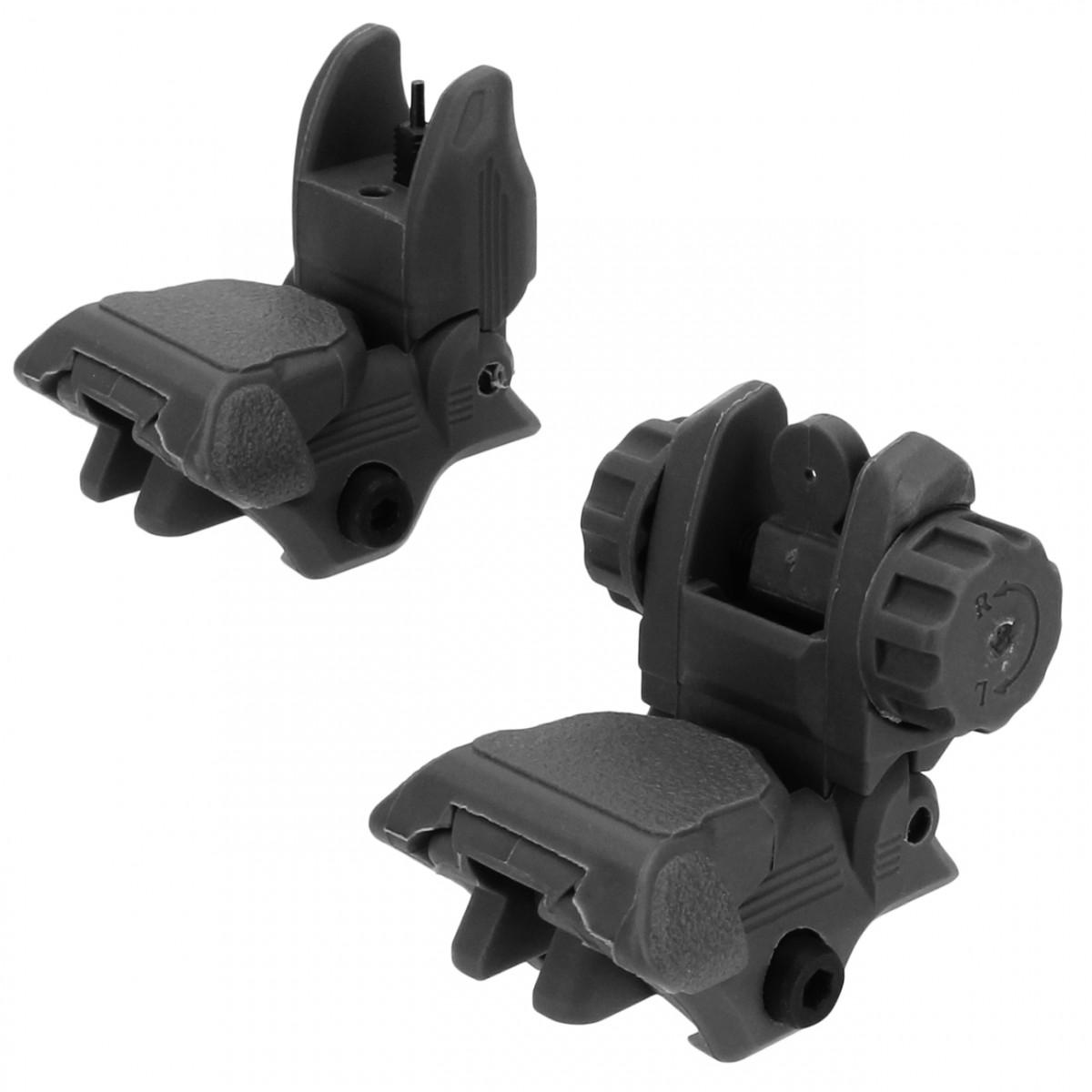 TacFire AR-15 Same Plane 45-Degree Pop Up Backup Sights - Black Polymer