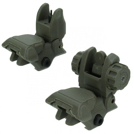 TacFire AR-15 Same Plane 45° Flip-Up Backup Sights - OD Green