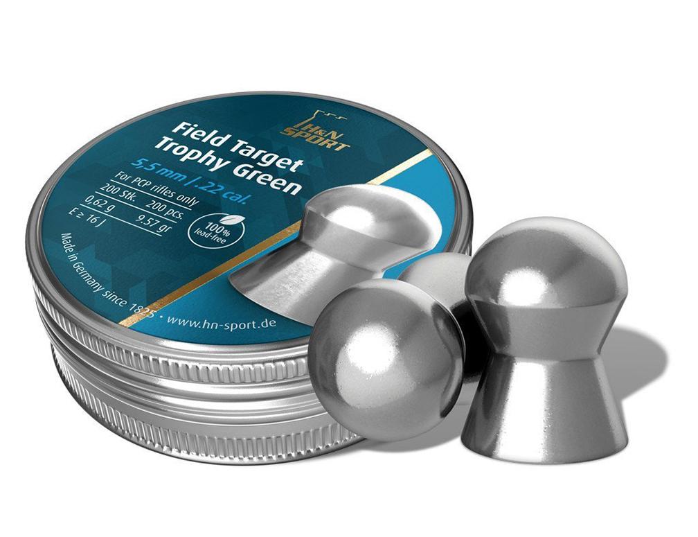H&N Field Target Trophy Green .22 Cal Lead-Free 10.03gr Airgun Pellets 200 Pack