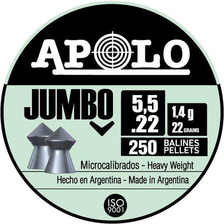 Hatsan Apolo Jumbo Premium .22 Cal 22gr Air Rifle Pellets 250 Per Tin
