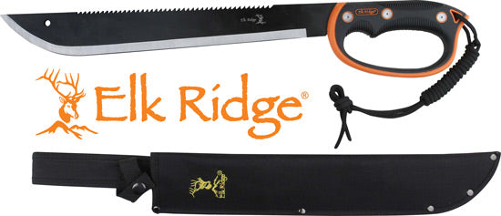 Elk Ridge MC Machete 21.5" Blade D-Handle Black/Stainless with Sheath