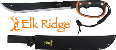 Elk Ridge MC Machete 21.5" Blade D-Handle Black/Stainless with Sheath