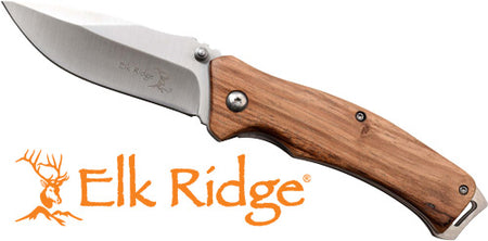Elk Ridge MC Traverse 3.1" Drop Point Folding Knife Zebra Wood/SS