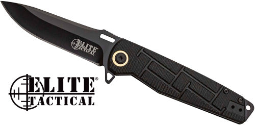 MC Elite Tactical 3.5" Drop Point Folding Knife All Black