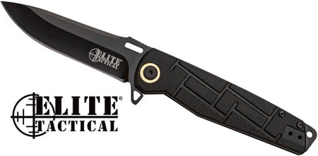 MC Elite Tactical 3.5" Drop Point Folding Knife All Black