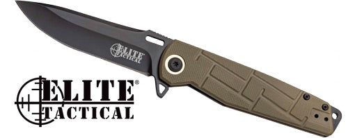 MC Elite Tactical 3.5" Drop Point Folding Knife FDE Handle