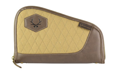 Evolution Outdoor President Series Handgun Case Up to 12", Quilted Canvas, Brown Fleece Lining