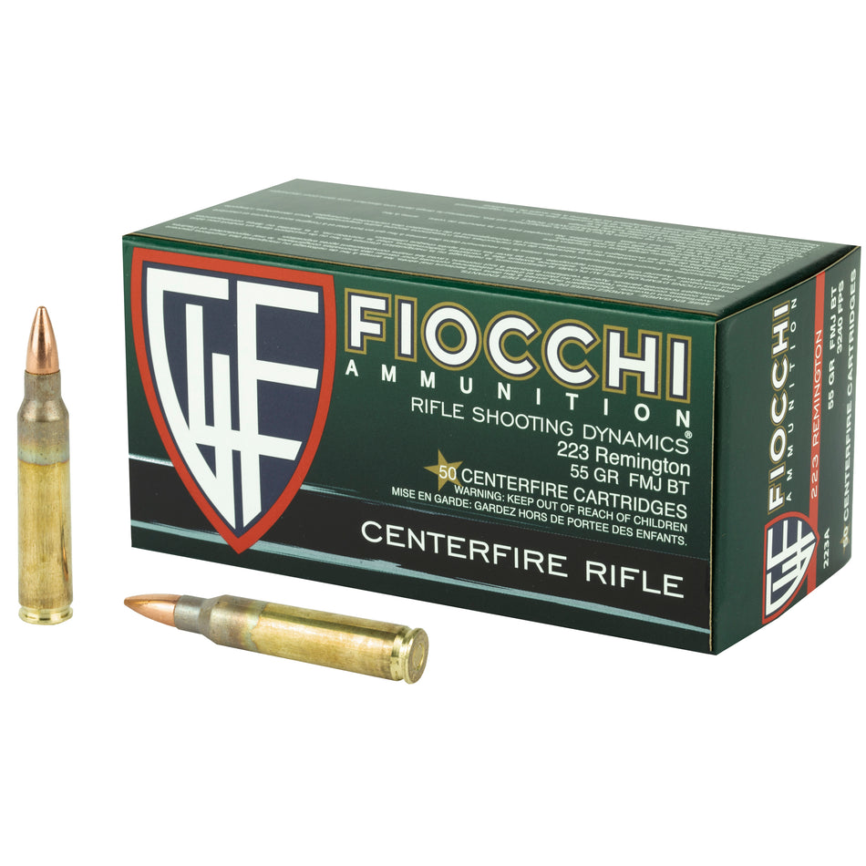 Fiocchi .223 Remington Training Dynamics 55 grain Full Metal Jacket Boat Tail ammunition